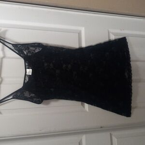 Plus Size Black Lace Slip Dress Lingerie Nightgown